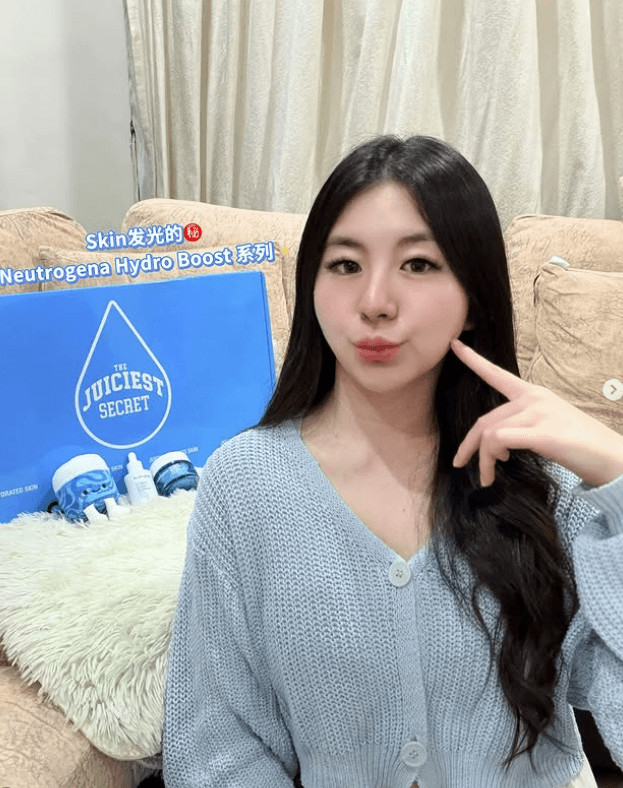 Skincare creator presenting a branded campaign set